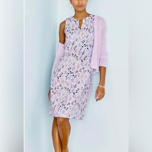 J. Jill Pale lilac Watercolor Vines Linen Dress